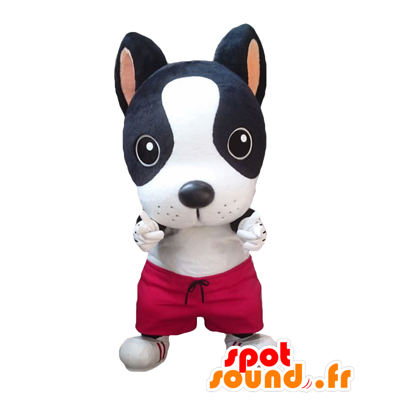 Fosaido Maskottchen. Weiße und schwarze Hund Maskottchen - MASFR27822 - Yuru-Chara japanischen Maskottchen