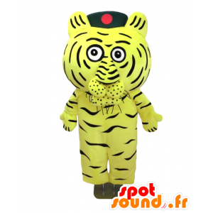 Maskot liten gul tiger med en caps på hodet - MASFR27823 - Yuru-Chara japanske Mascots