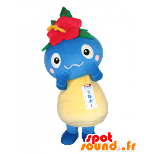 Chinabo mascotte. Blu mascotte mostro con un fiore - MASFR27824 - Yuru-Chara mascotte giapponese