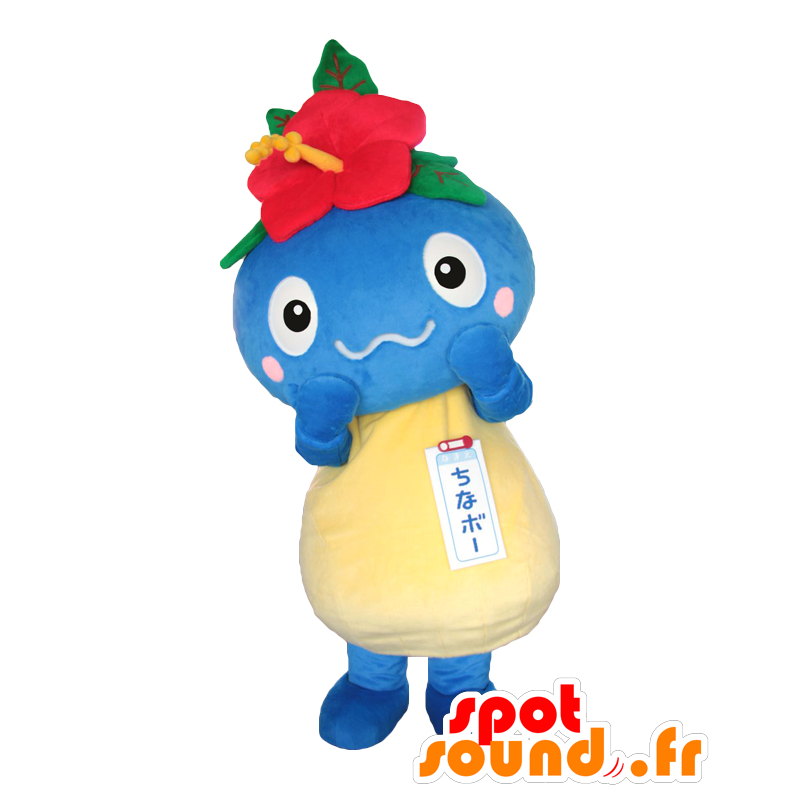 Mascot Chinabo. azul mascote monstro com uma flor - MASFR27824 - Yuru-Chara Mascotes japoneses