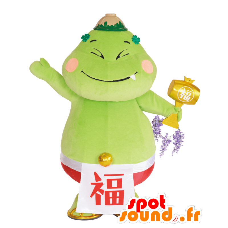 Mascota Fukuten. Hombre mascota verde, Ogre - MASFR27825 - Yuru-Chara mascotas japonesas
