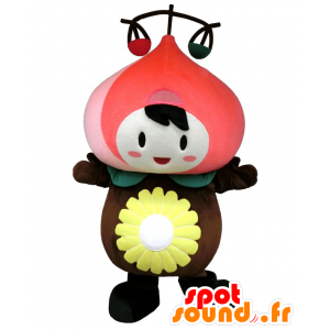 ツピマスコット。赤と茶色のタマネギのマスコット-MASFR27826-日本のゆるキャラのマスコット