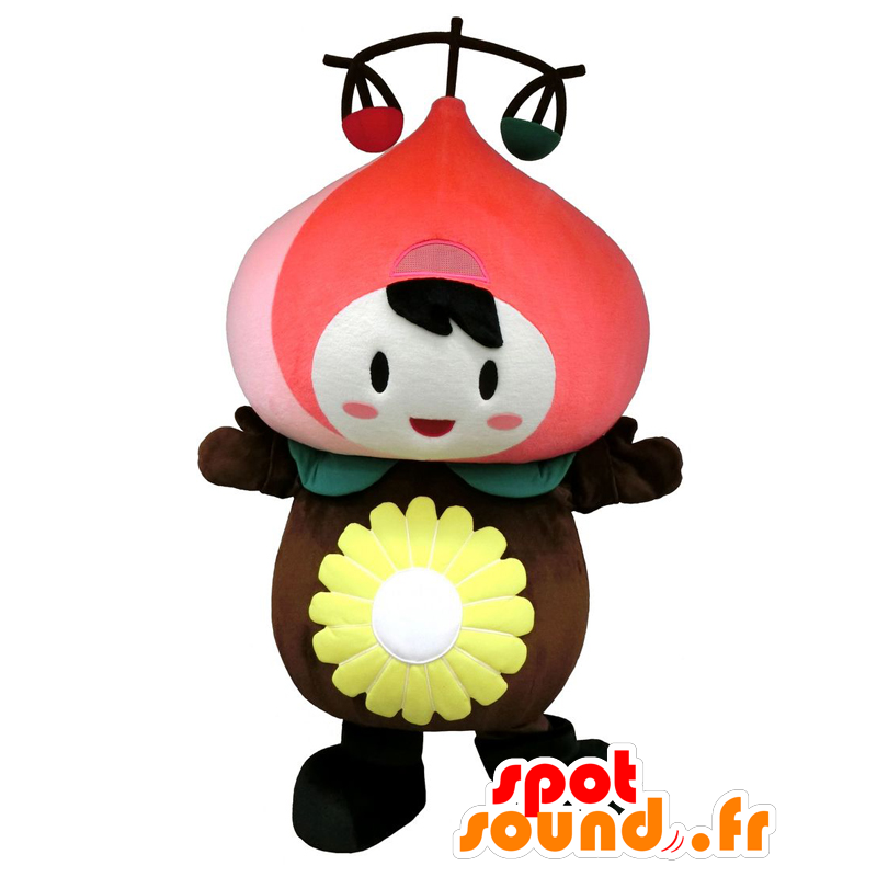 Mascot Tsupi. punasipulia maskotti ja ruskea - MASFR27826 - Mascottes Yuru-Chara Japonaises