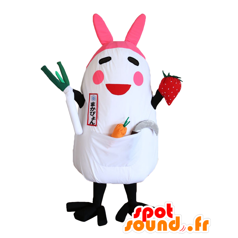Mascotte de Makapyon. Mascotte de lapin blanc et rose - MASFR27828 - Mascottes Yuru-Chara Japonaises