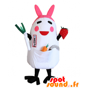 Makapyon mascot. White and pink bunny mascot - MASFR27828 - Yuru-Chara Japanese mascots