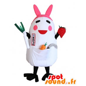 Makapyon mascotte. Bianco e rosa coniglio mascotte - MASFR27828 - Yuru-Chara mascotte giapponese