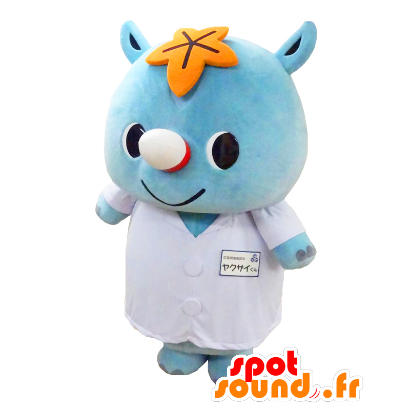 Mascota Anteras Zai Kun. Blue Rhino Mascot - MASFR27831 - Yuru-Chara mascotas japonesas