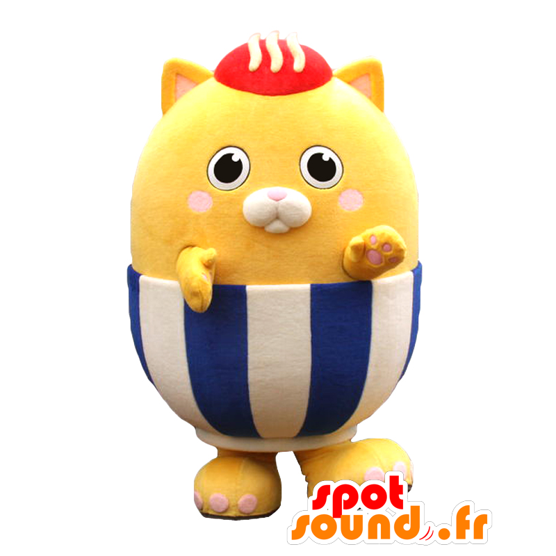 Hachamaru mascotte. Giallo gatto mascotte vestito in blu - MASFR27833 - Yuru-Chara mascotte giapponese