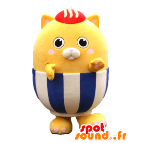 Mascota Hachamaru. Mascota Gato amarillo en traje azul, - MASFR27833 - Yuru-Chara mascotas japonesas
