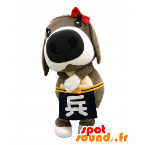 Hyoko Maskottchen. Hund Maskottchen mit einem Knoten auf dem Kopf - MASFR27844 - Yuru-Chara japanischen Maskottchen