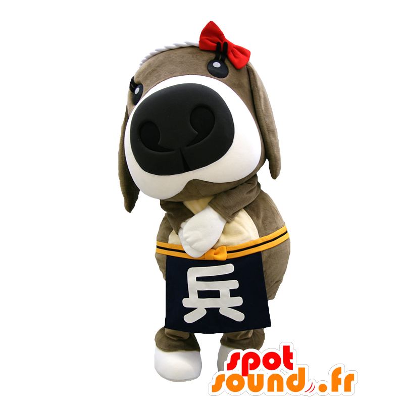 Hyoko Maskottchen. Hund Maskottchen mit einem Knoten auf dem Kopf - MASFR27844 - Yuru-Chara japanischen Maskottchen