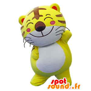 Torakichi mascot. Yellow tiger mascot, white and brown - MASFR27848 - Yuru-Chara Japanese mascots