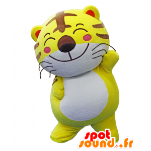 Mascota Torakichi. Amarillo mascota de tigre, blanco y marrón - MASFR27848 - Yuru-Chara mascotas japonesas