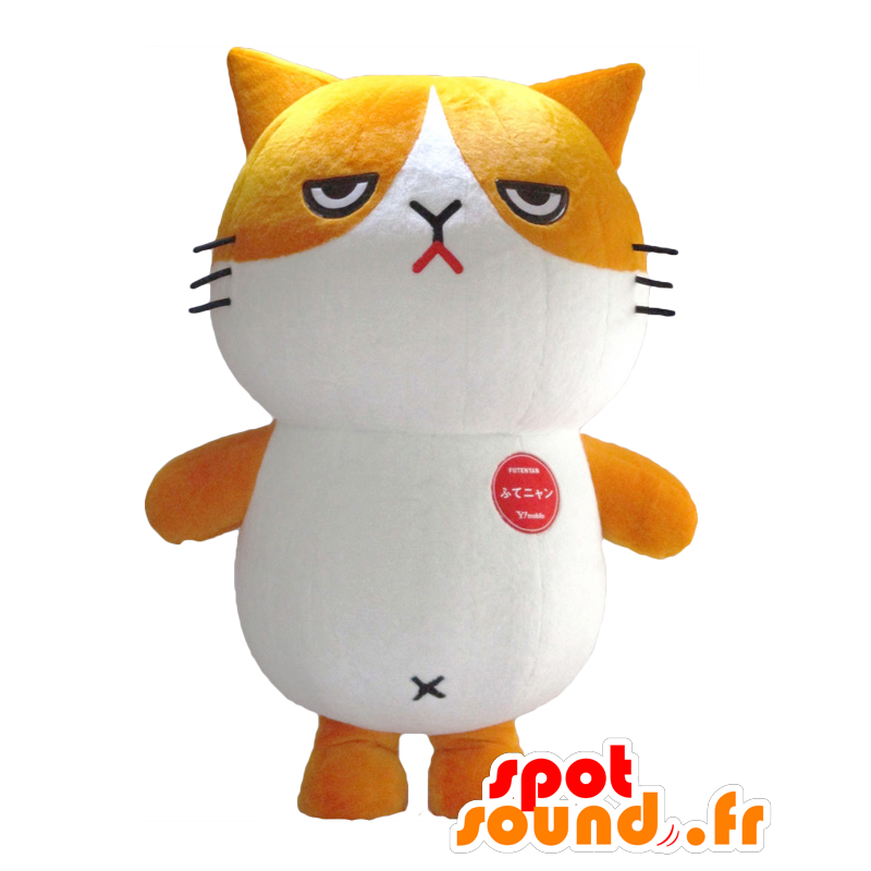 Nyan mascot. Cat mascot, brown and white and hairy - MASFR27850 - Yuru-Chara Japanese mascots