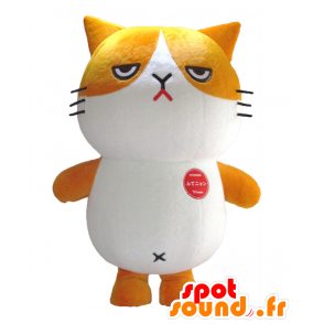Nyan mascotte. kat mascotte, bruin en wit, allemaal behaard - MASFR27850 - Yuru-Chara Japanse Mascottes