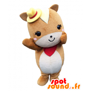Mascotte de Anko-chan. Mascotte de poney avec un chapeau - MASFR27851 - Mascottes Yuru-Chara Japonaises
