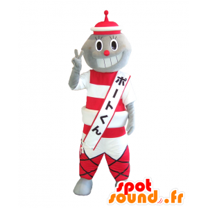 Mascot Port-kun. Mascot asiatisk grå mann - MASFR27852 - Yuru-Chara japanske Mascots
