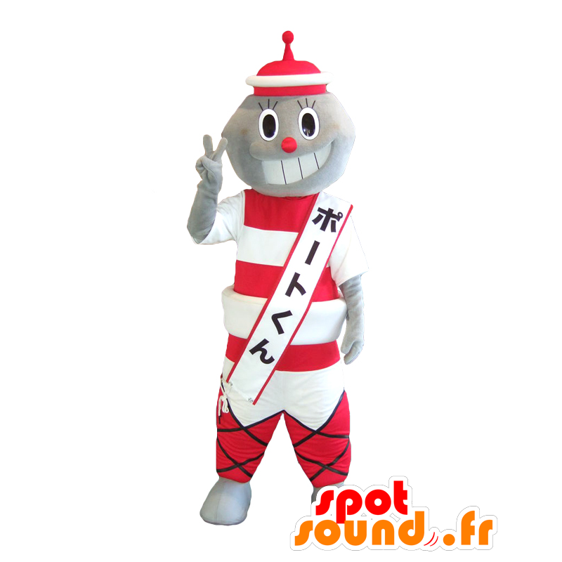 Mascot Port-kun. Mascot homem cinza asiático - MASFR27852 - Yuru-Chara Mascotes japoneses