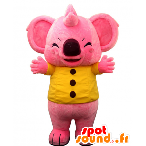 Maskot sialové. Maskot růžový koala ve žluté košili - MASFR27857 - Yuru-Chara japonské Maskoti