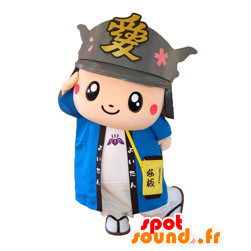 Mascot Yoitan. Mascot samurai met blauwe outfit - MASFR27860 - Yuru-Chara Japanse Mascottes