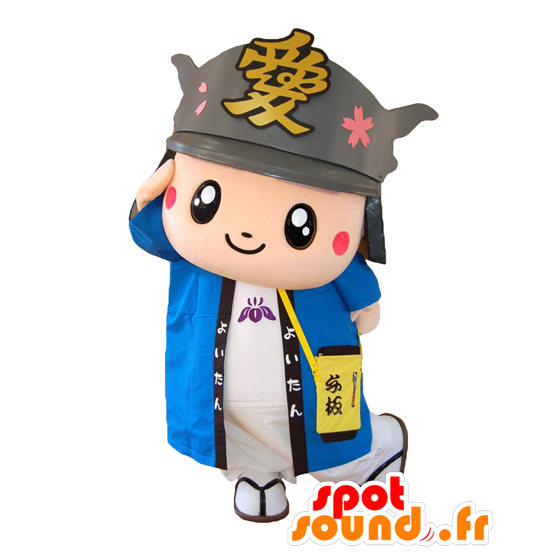 Mascotte Yoitan. Samurai Mascotte con un vestito blu - MASFR27860 - Yuru-Chara mascotte giapponese