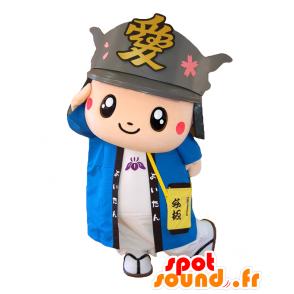 Mascotte de Yoitan. Mascotte de samouraï, avec une tenue bleue - MASFR27860 - Mascottes Yuru-Chara Japonaises