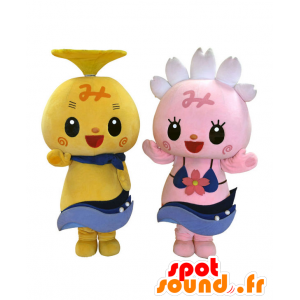 2 mascotes rosa e amarelo Mishima e Shizuoka - MASFR27863 - Yuru-Chara Mascotes japoneses