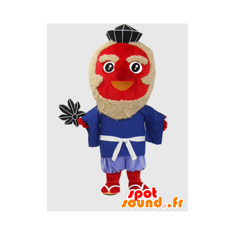 Tengu-chan maskot. Röd snögubbe maskot, leende - Spotsound