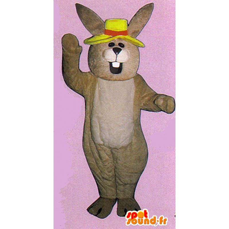 Stor beige kanin kostume - Spotsound maskot kostume