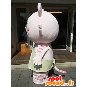 Mascota Taut-chan. Mascota de gato rosa, criatura - MASFR27869 - Yuru-Chara mascotas japonesas