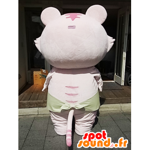 Maskotti Tiiviit-chan. vaaleanpunainen kissa maskotti, otus - MASFR27869 - Mascottes Yuru-Chara Japonaises