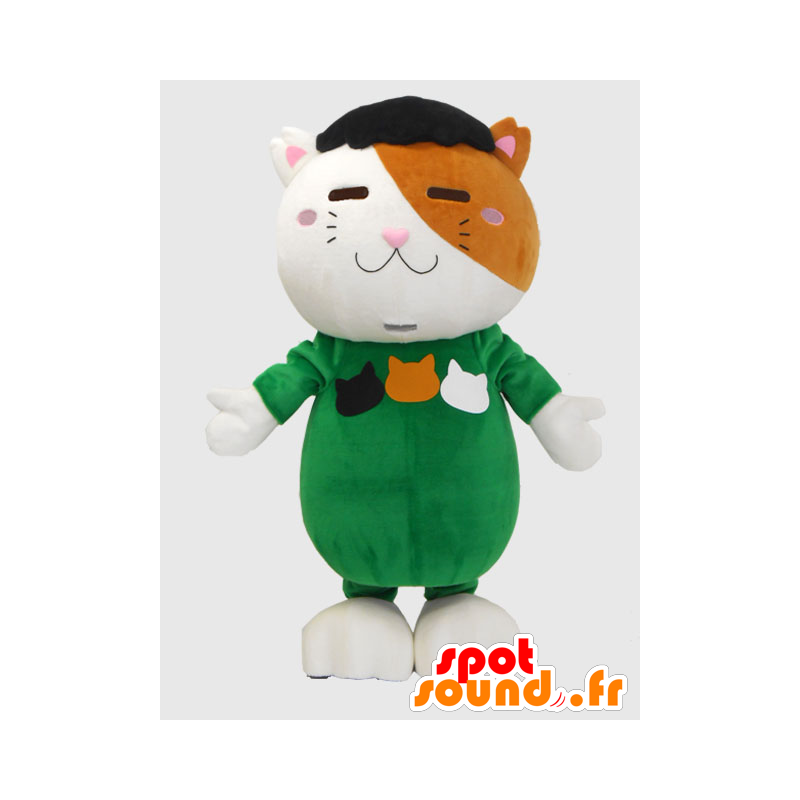 Μασκότ Nyanfu. άσπρη γάτα μασκότ, καφέ στολή - MASFR27872 - Yuru-Χαρά ιαπωνική Μασκότ
