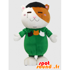 Nyanfu mascotte. Gatto bianco mascotte, vestito marrone - MASFR27872 - Yuru-Chara mascotte giapponese
