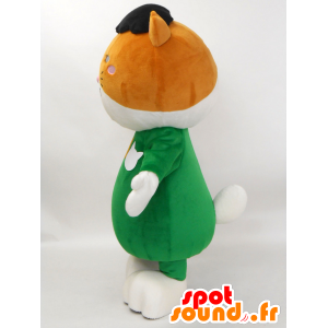 Nyanfu mascotte. Gatto bianco mascotte, vestito marrone - MASFR27872 - Yuru-Chara mascotte giapponese