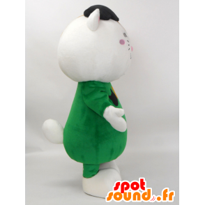 ニャンフーのマスコット。白猫のマスコット、衣装は茶色-MASFR27872-日本のゆるキャラのマスコット