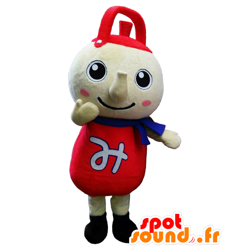 Mascotte de Mitsukamon, théière géante rouge et beige - MASFR27876 - Mascottes Yuru-Chara Japonaises