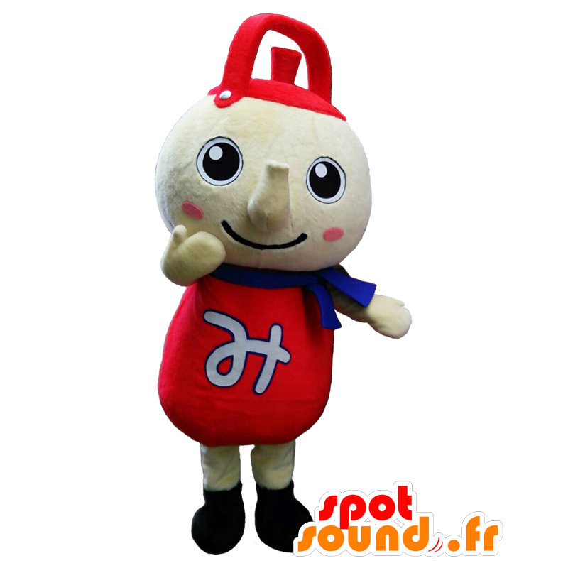 Mitsukamon mascot, red giant teapot and beige - MASFR27876 - Yuru-Chara Japanese mascots