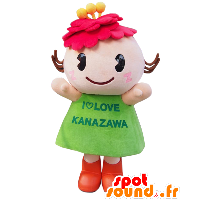 Button-chan mascot, pink and green character, flowery - MASFR27879 - Yuru-Chara Japanese mascots