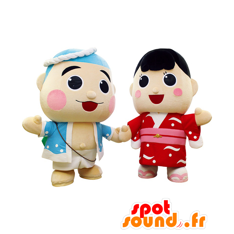 Namimaru Fuuchan and mascots, a girl and a boy colorful - MASFR27883 - Yuru-Chara Japanese mascots