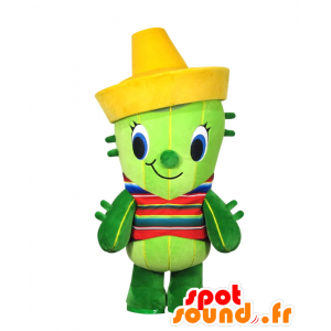 Shabokun maskot, grön kaktus med gul hatt - Spotsound maskot