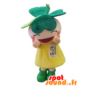 Yotsuba chan maskot, flicka med en klöver med fyra blad -