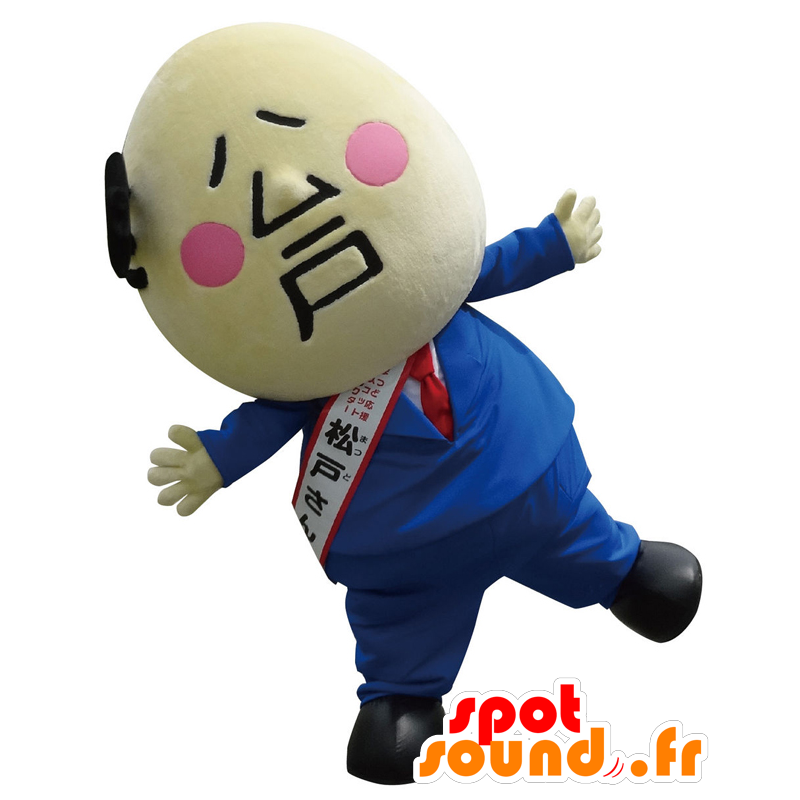 Mascotte de Matsudo, homme chauve avec un costume bleu - MASFR27887 - Mascottes Yuru-Chara Japonaises