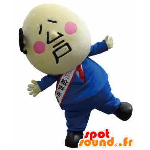 Mascotte de Matsudo, homme chauve avec un costume bleu - MASFR27887 - Mascottes Yuru-Chara Japonaises