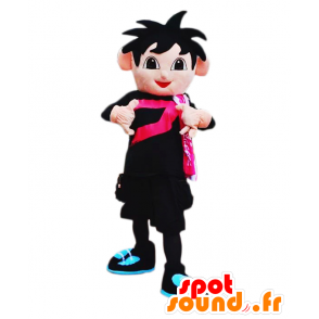 Mascotte de Furatchi, garçon habillé en noir et rose - MASFR27888 - Mascottes Yuru-Chara Japonaises