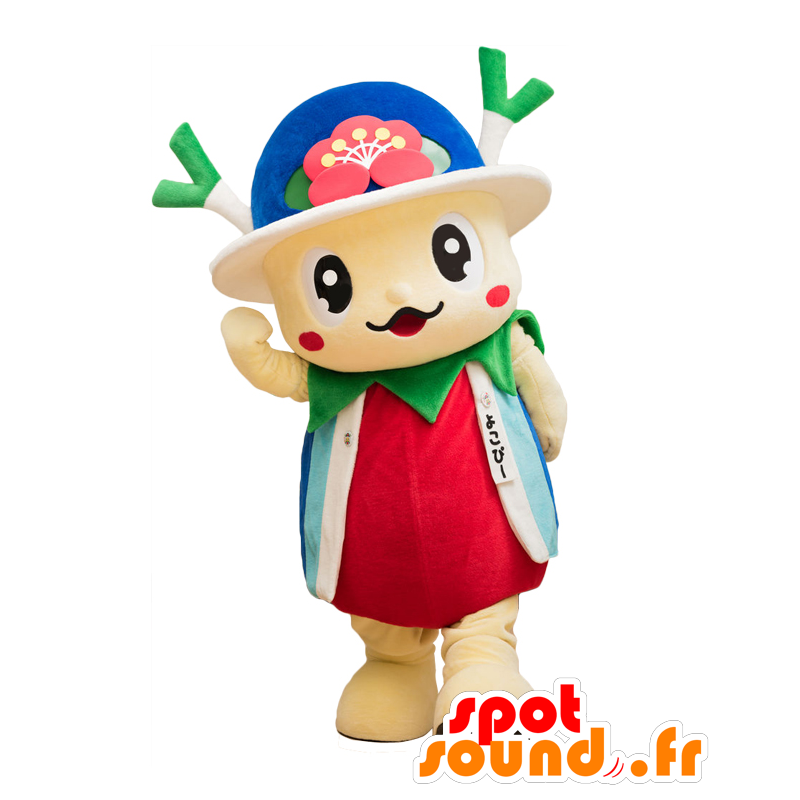 Mascotte de Yokopi, tomate géante avec des poireaux sur la tête - MASFR27891 - Mascottes Yuru-Chara Japonaises