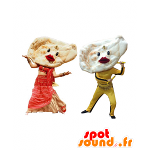ナンちゃんのマスコット、インドの衣装で2つのナン-MASFR27894-日本のゆるキャラのマスコット