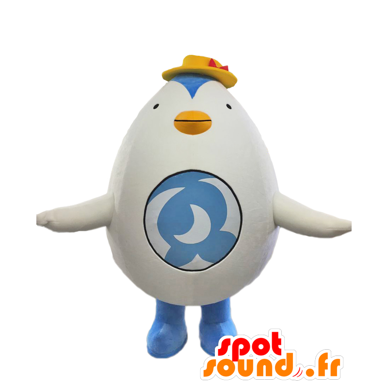 Mascotte de Denasan, joli pingouin blanc et bleu, dodu et fun - MASFR27895 - Mascottes Yuru-Chara Japonaises