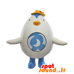 Mascotte de Denasan, joli pingouin blanc et bleu, dodu et fun - MASFR27895 - Mascottes Yuru-Chara Japonaises