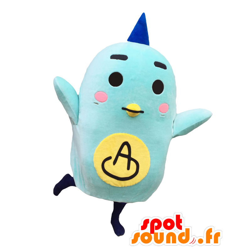 Mascot blauwe en gele vogel, reus en schattig - MASFR27896 - Yuru-Chara Japanse Mascottes