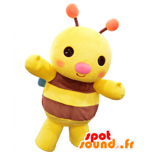 Mascotte de Ehachikun, abeille jaune et marron très rigolote - MASFR27897 - Mascottes Yuru-Chara Japonaises